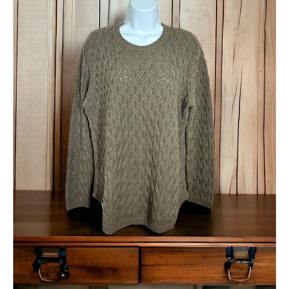 Jeanne Pierre Sweater Women's Extra Large Brown Pullover Long Sleeve Cable Knit